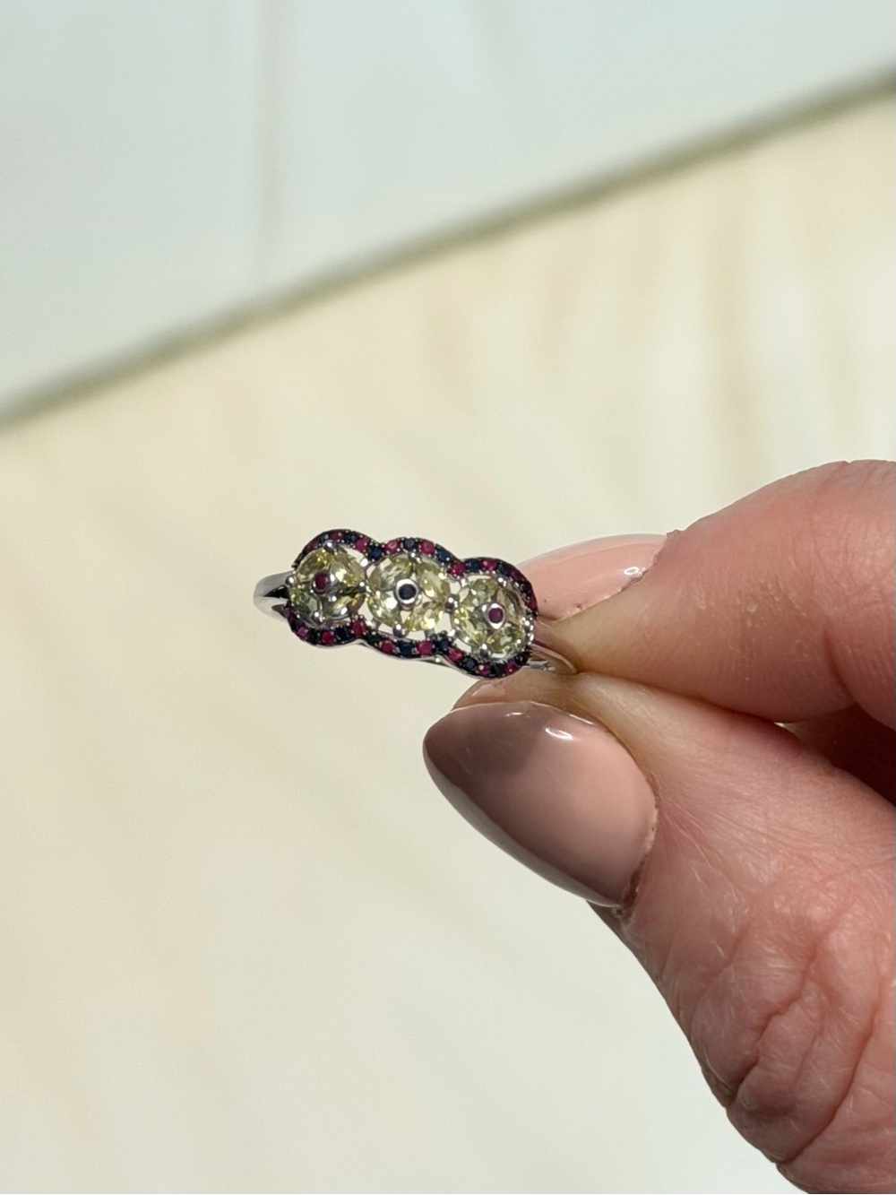 Natural Yellow & Blue Ceylon Sapphire w/ Ruby in 925 Sterling Silver Ring - Picture 3 of 13